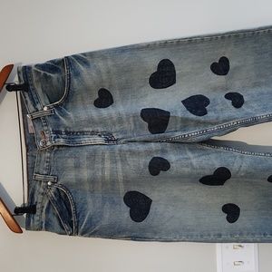 Levi's Silvertab Baggy Fit Jeans sz 32x32 ooak heart pattern / upcycled denim